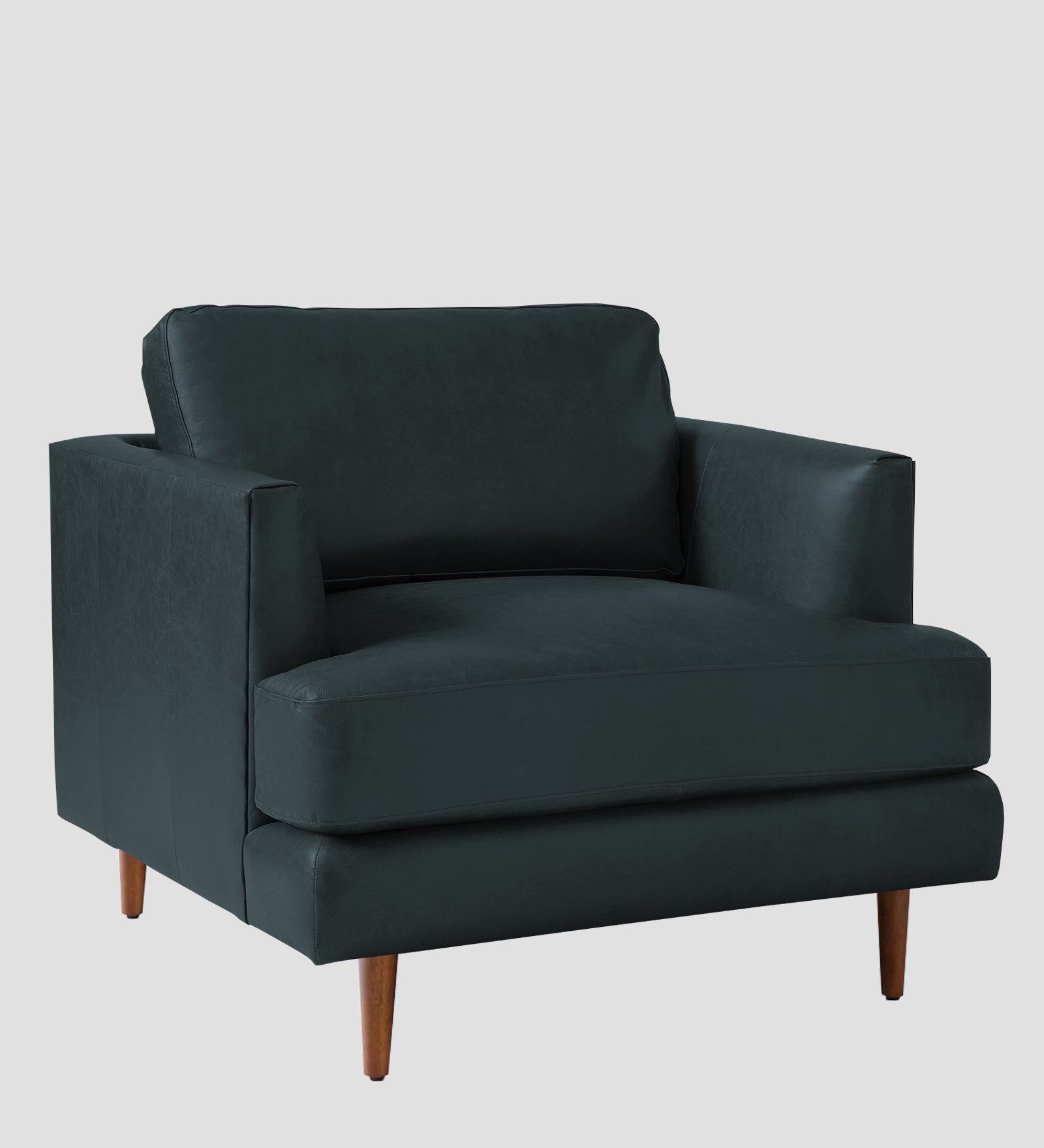 Sterio Leatherette 1 Seater Sofa In Steel Blue Colour - Febonic Living