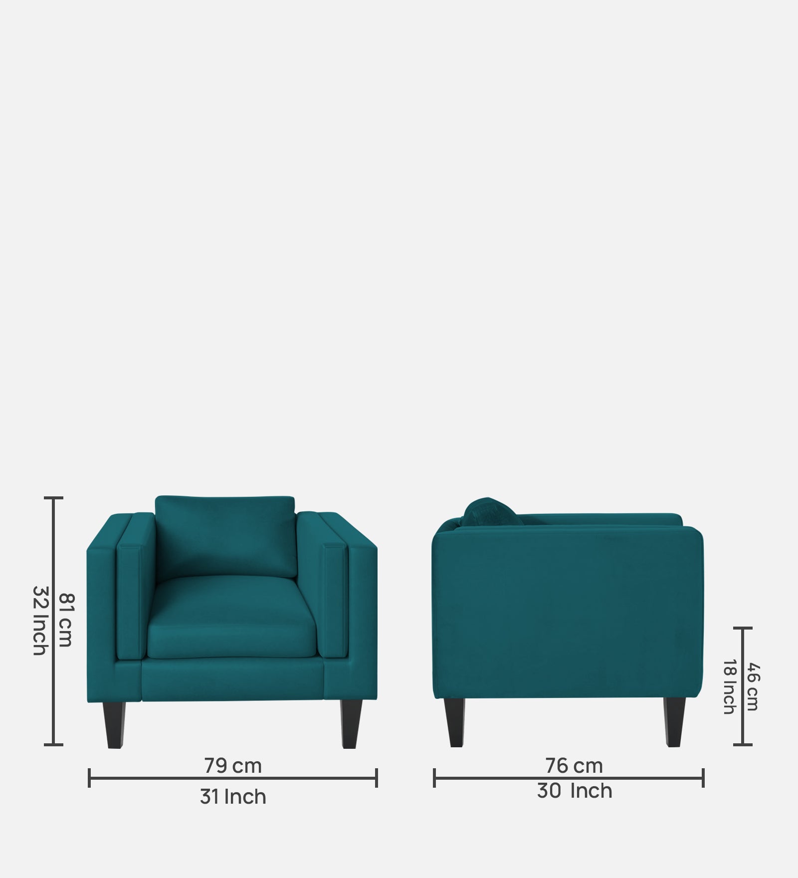 Jasper Velvet 1 Seater Sofa In Pine green Colour - Febonic Living