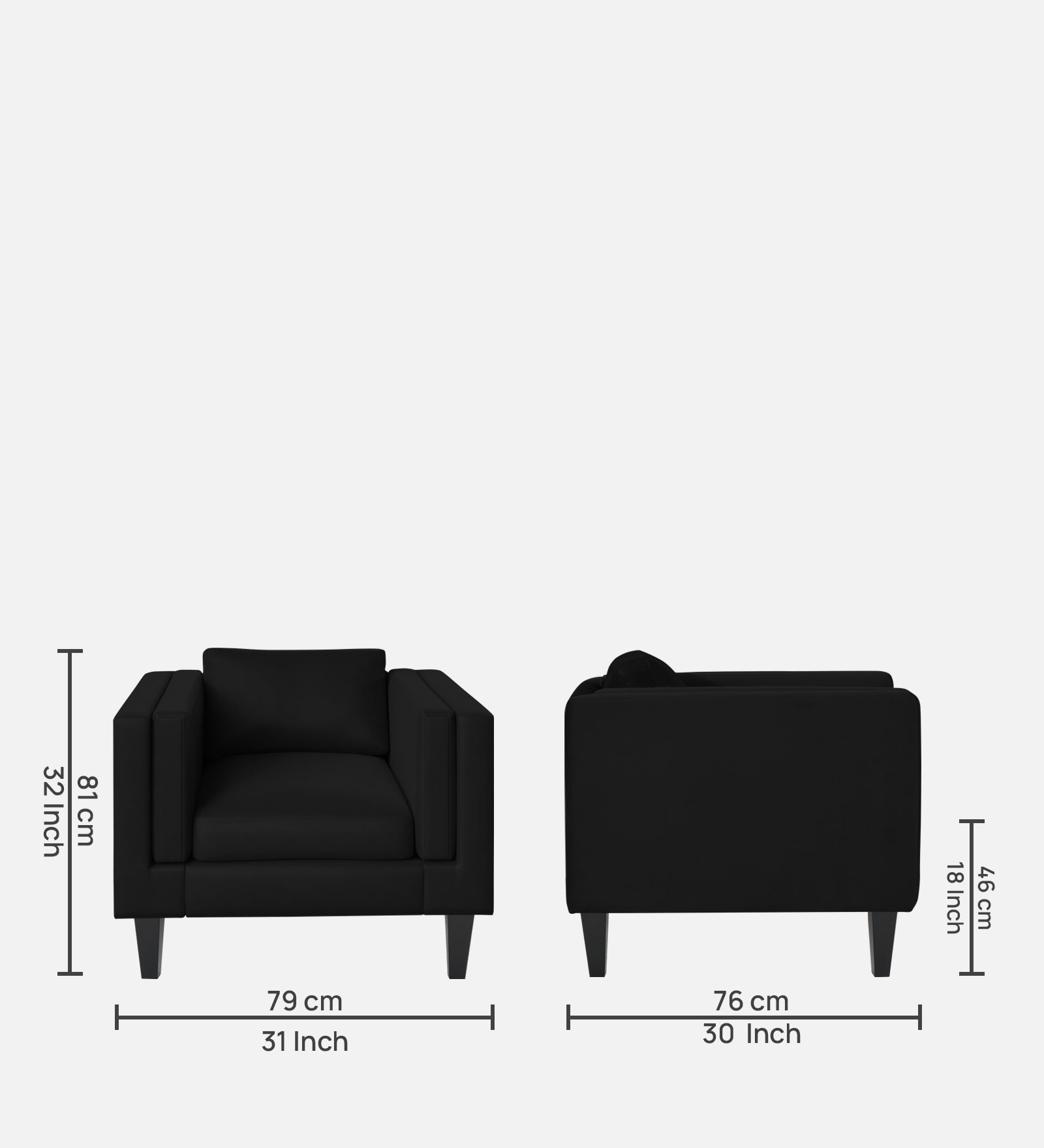Jasper Velvet 1 Seater Sofa In Adam Black Colour - Febonic Living