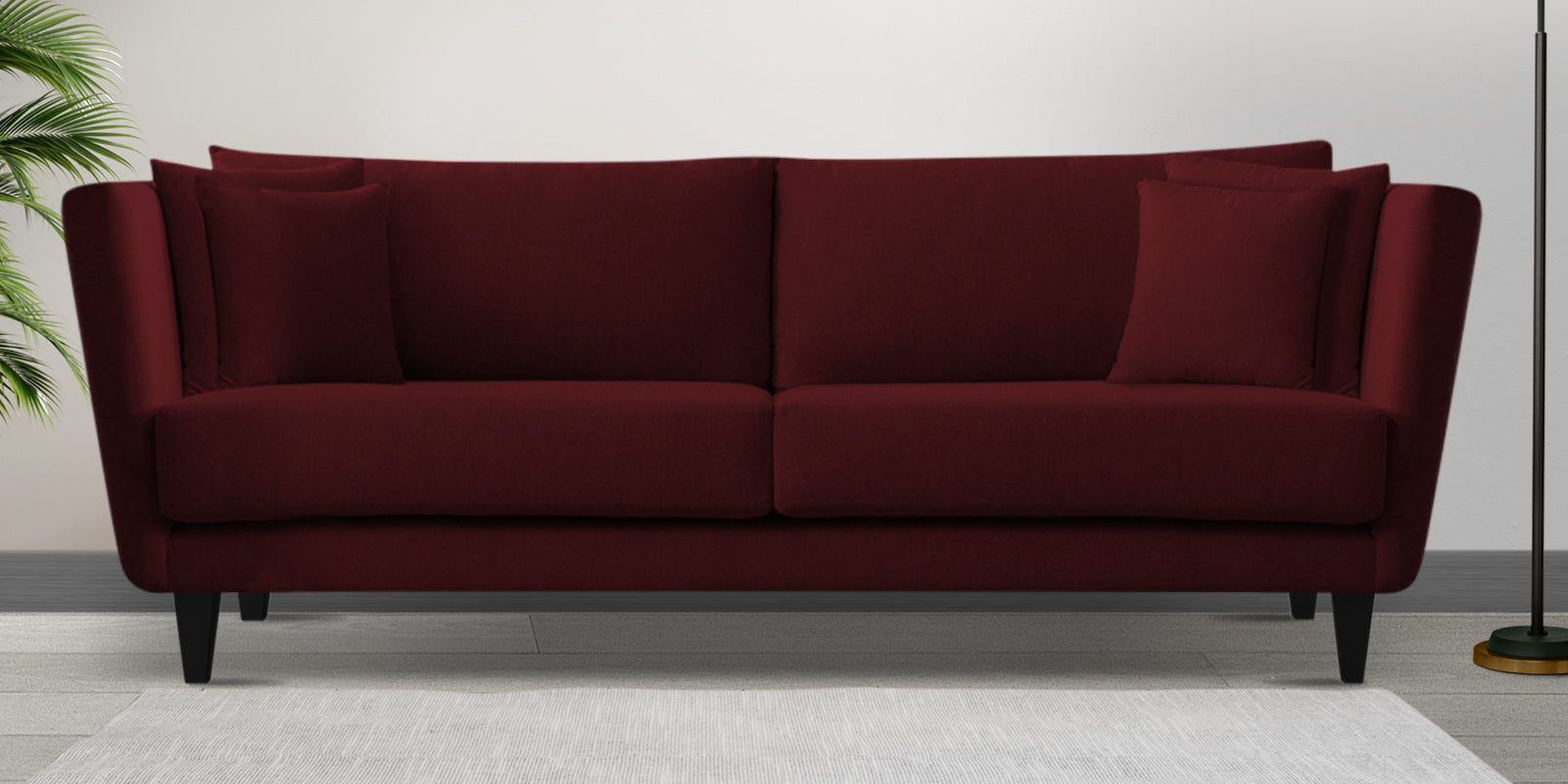 Norway Velvet 3 Seater Sofa In Dark Maroon Colour - Febonic Living