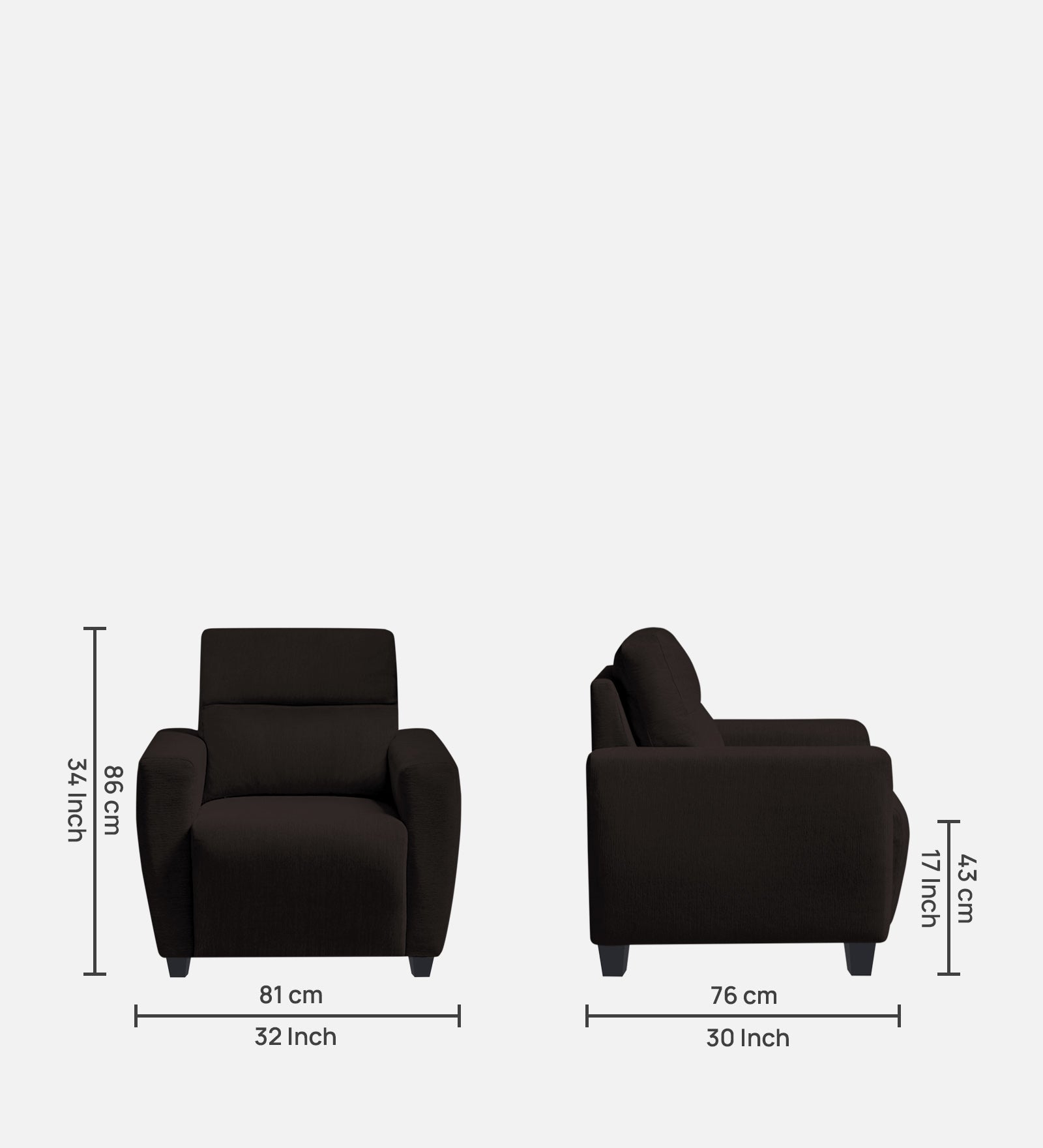 Bakadi Fabric 1 Seater Sofa In cara brown Colour - Febonic Living