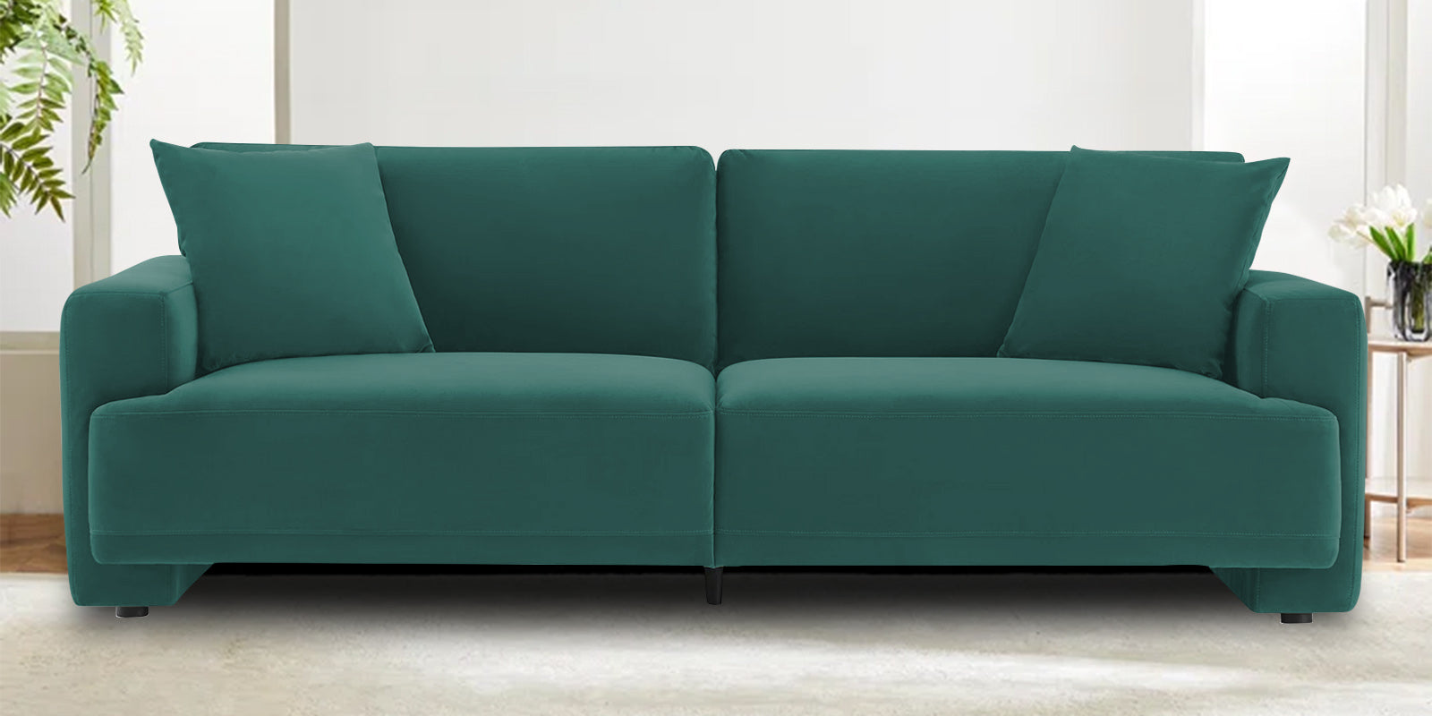 Kosta Velvet 3 Seater Sofa In Pine Green Colour - Febonic Living