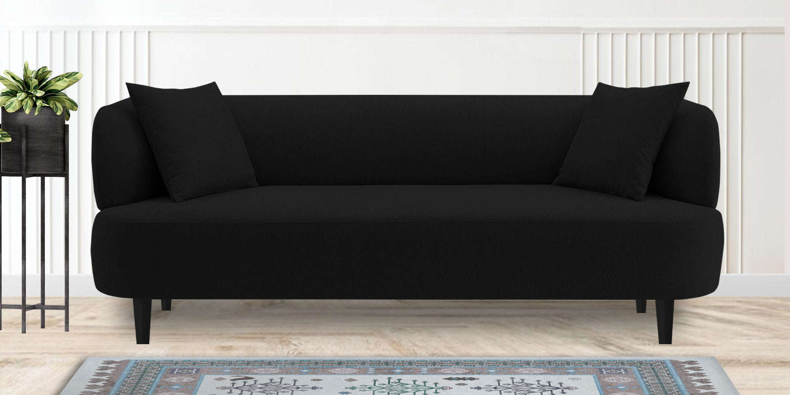 Carson Fabric 3 Seater Sofa In Heather Black Colour - Febonic Living