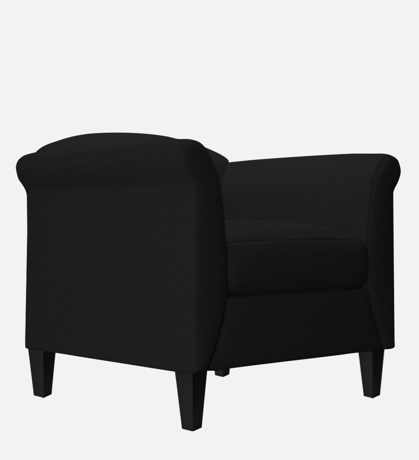 Kimber Fabric 1 Seater Sofa in Zed Black Colour