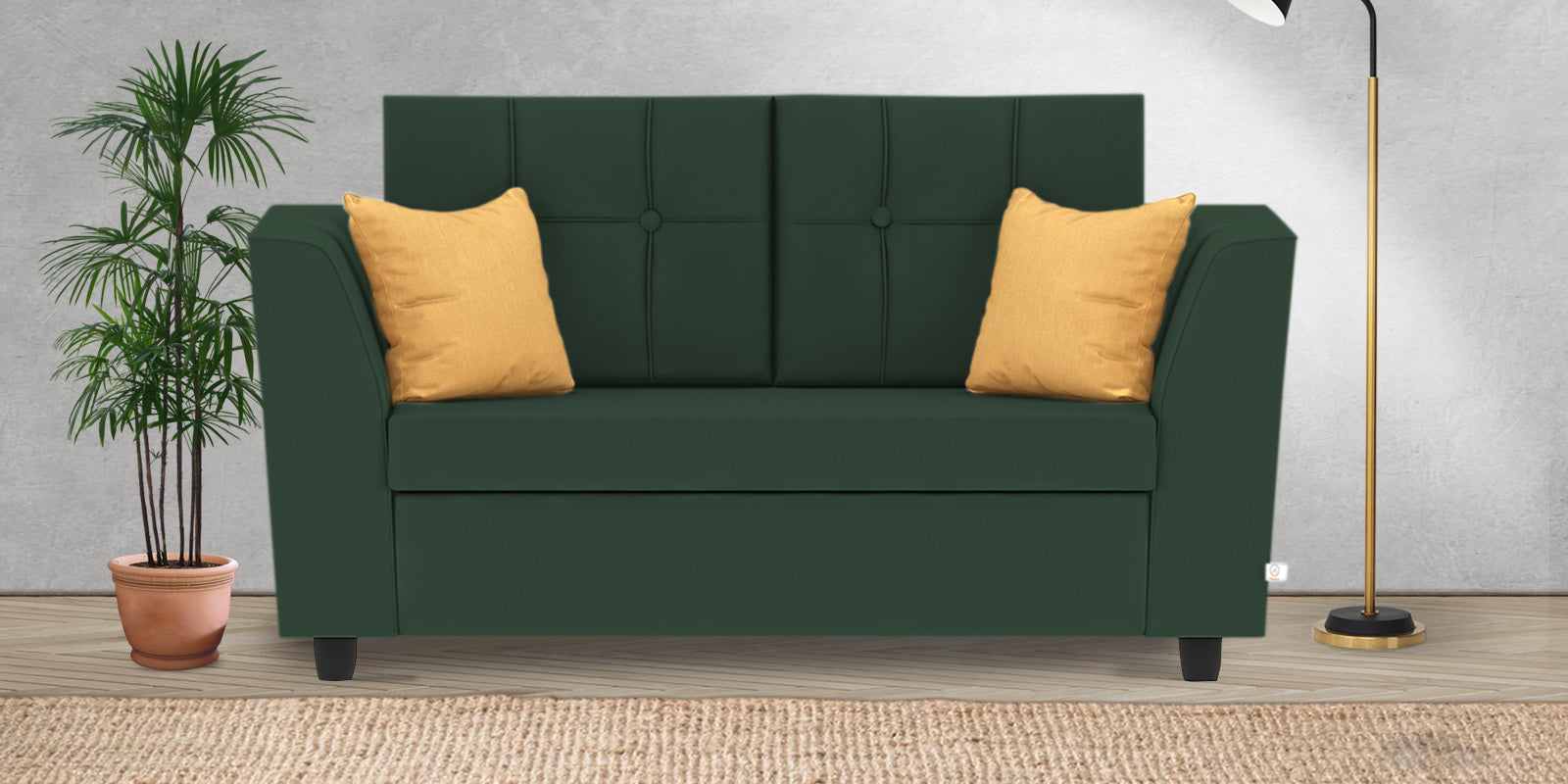 Nestin Velvet 2 Seater Sofa In Amazon Green Colour - Febonic Living