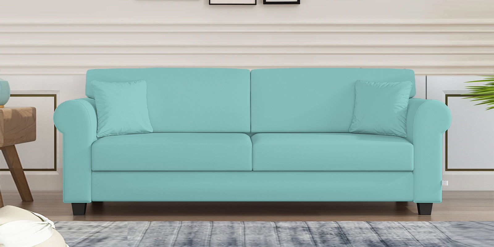 Numonk Velvet 3 Seater Sofa In Barmunda Aqua Colour - Febonic Living