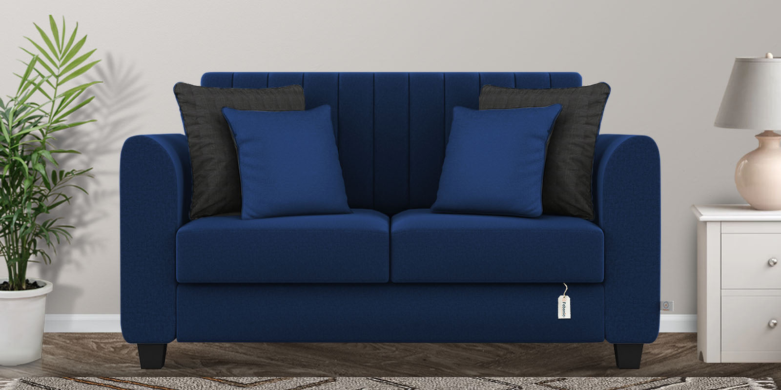 Cosmic Fabric 2 Seater Sofa In Royal Blue Colour - Febonic Living