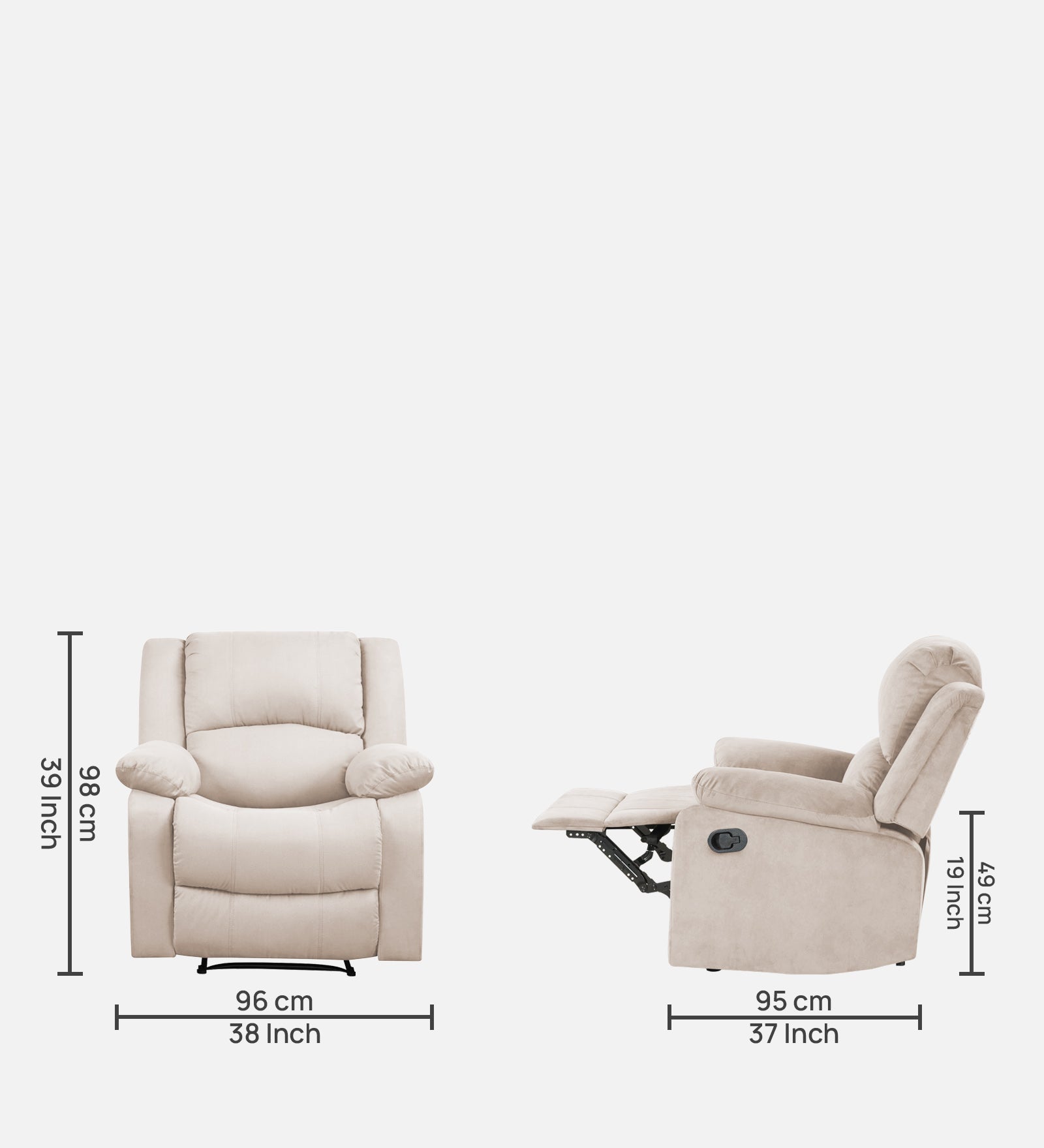 Lexi Fabric 1 Seater Motorized Recliner In Camel Beige Colour - Febonic Living