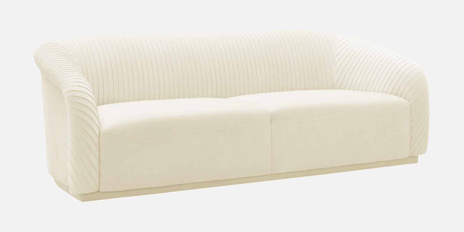 Yara Velvet Fabric 3 Seater Sofa In Warm White Colour - Febonic Living
