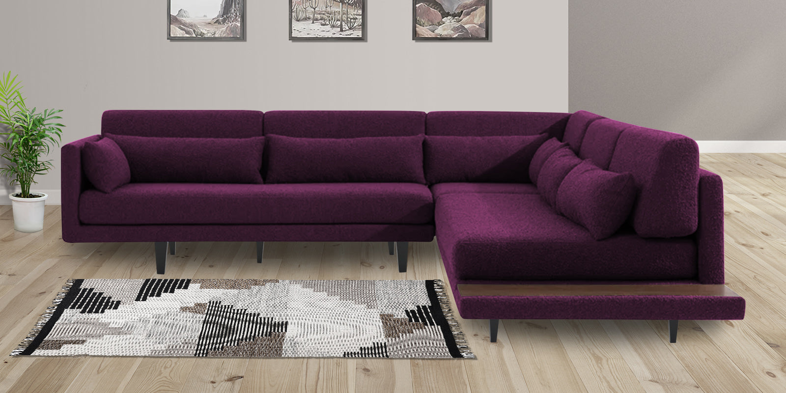 Malta Fabric 6 Seater LHS Corner Sofa In Greek Purple Colour - Febonic Living