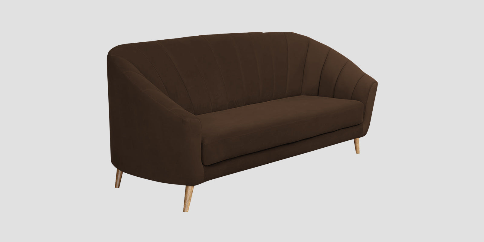 Kaylee Velvet 3 Seater Sofa In Chocolate Brown Colour - Febonic Living