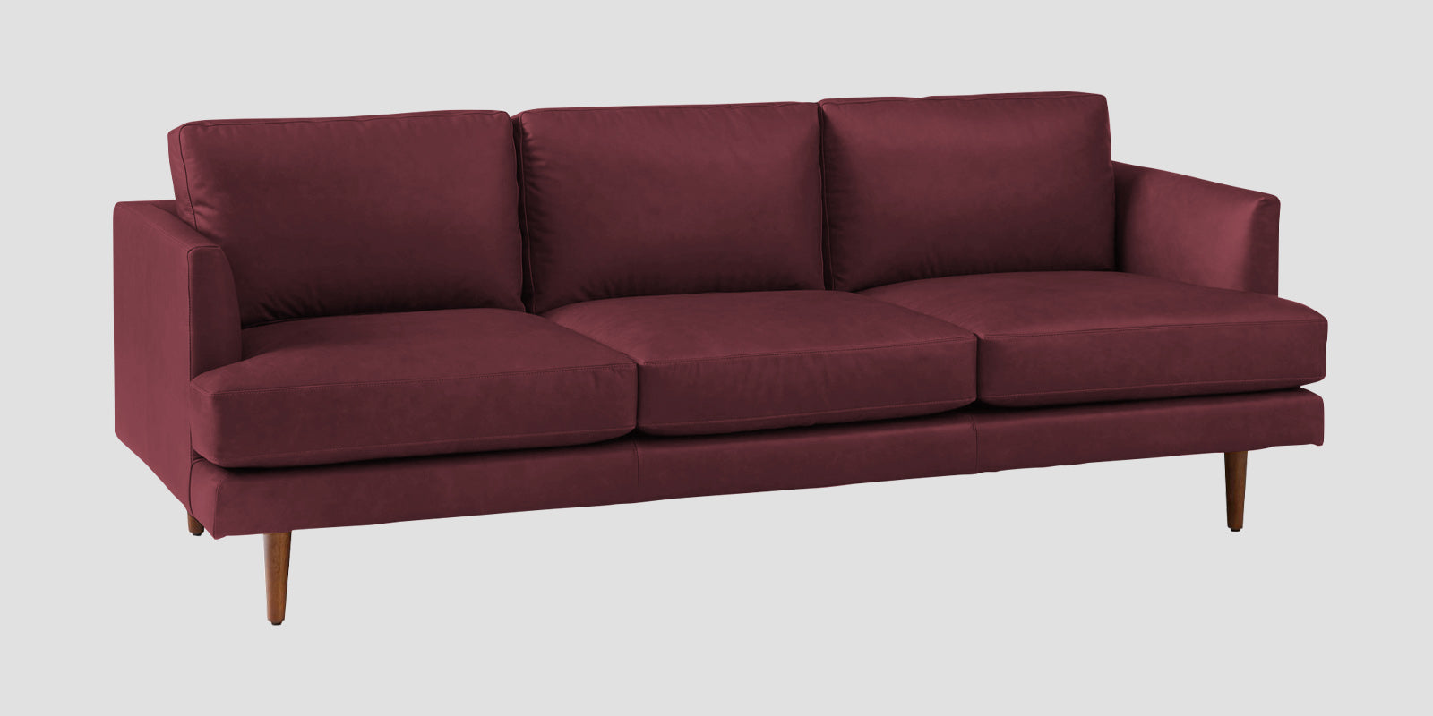 Sterio Leatherette 3 Seater Sofa In Burgundy Maroon Colour - Febonic Living