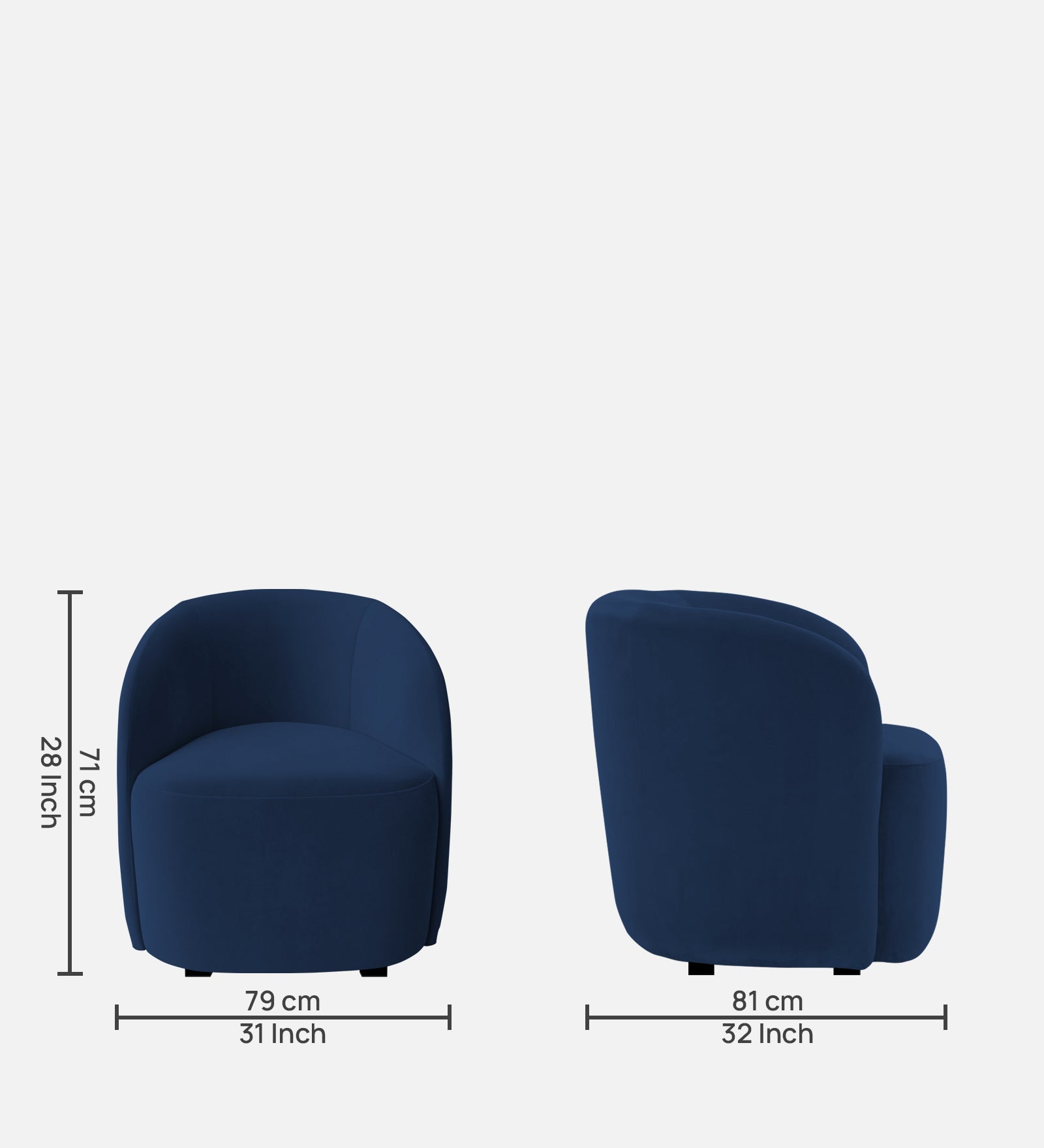 Lucky Velvet Wing Chair In Imperial Blue Colour - Febonic Living