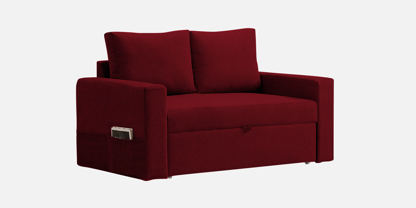 Kara Fabric 2 Seater Pull Out Sofa Cum Bed In Ruby Red Colour - Febonic Living