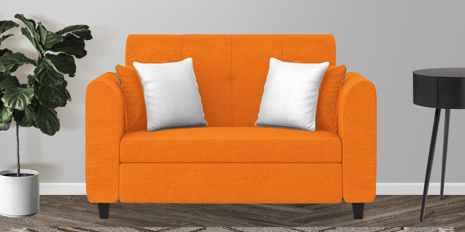 Denmark Fabric 2 Seater Sofa In Vivid Orange Colour - Febonic Living