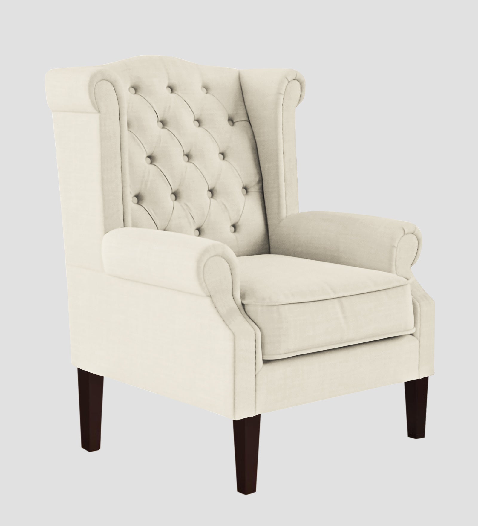 Neyub Fabric Wing Chair In Ivory Cream Colour - Febonic Living