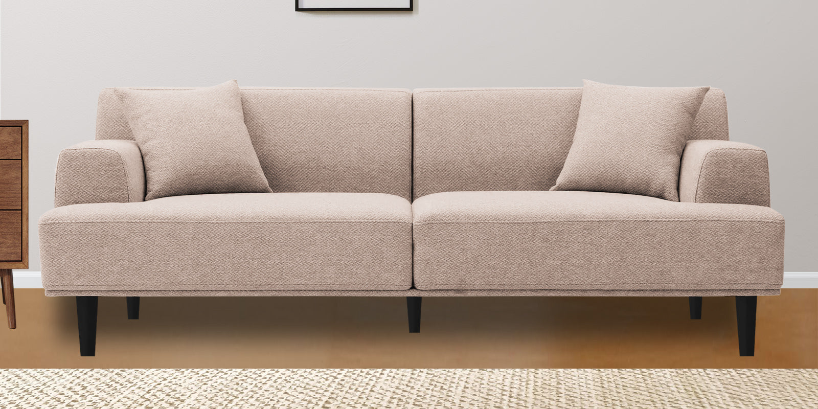 Cobby Fabric 3 Seater Sofa In Mush Beige Colour - Febonic Living