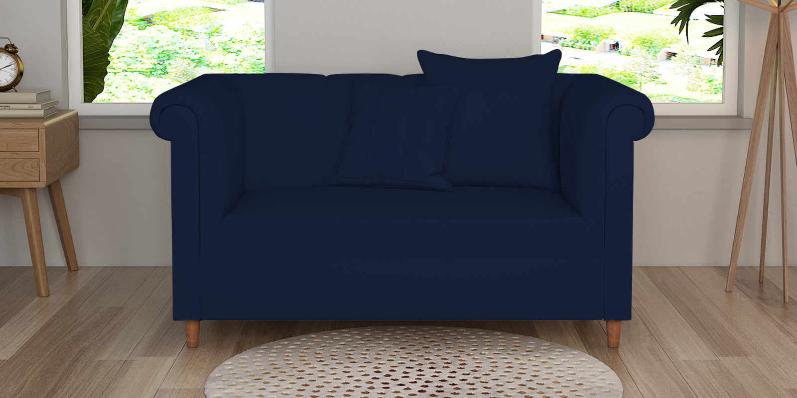 Rubi Velvet 2 Seater Sofa In Indigo Blue Colour - Febonic Living