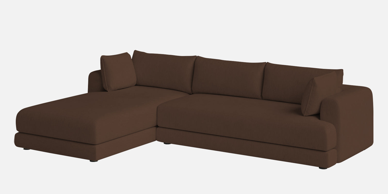 Ziggy Fabric LHS Sectional Sofa (3+Lounger) In Ash Brown Colour - Febonic Living