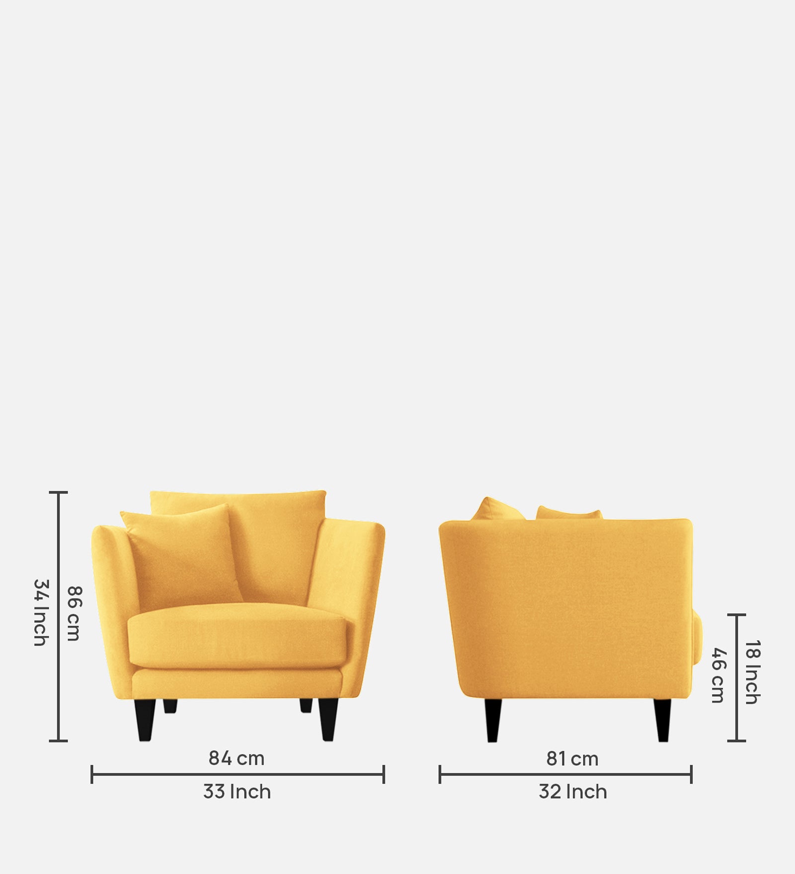 Norway Velvet 1 Seater Sofa In Turmeric Yellow Colour - Febonic Living