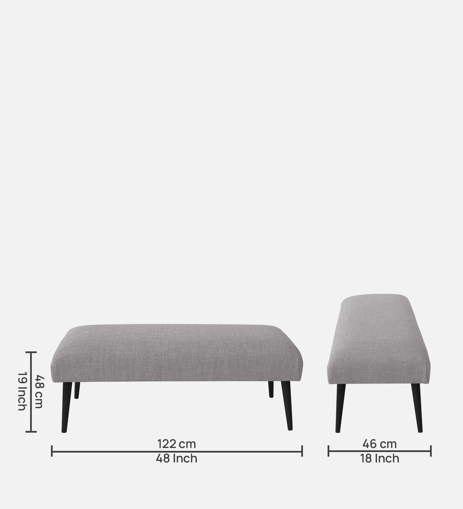 Adon Velvet Bench In Concrete Grey Colour - Febonic Living