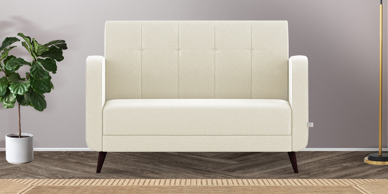Wiki Velvet 2 Seater Sofa In Warm White Colour - Febonic Living