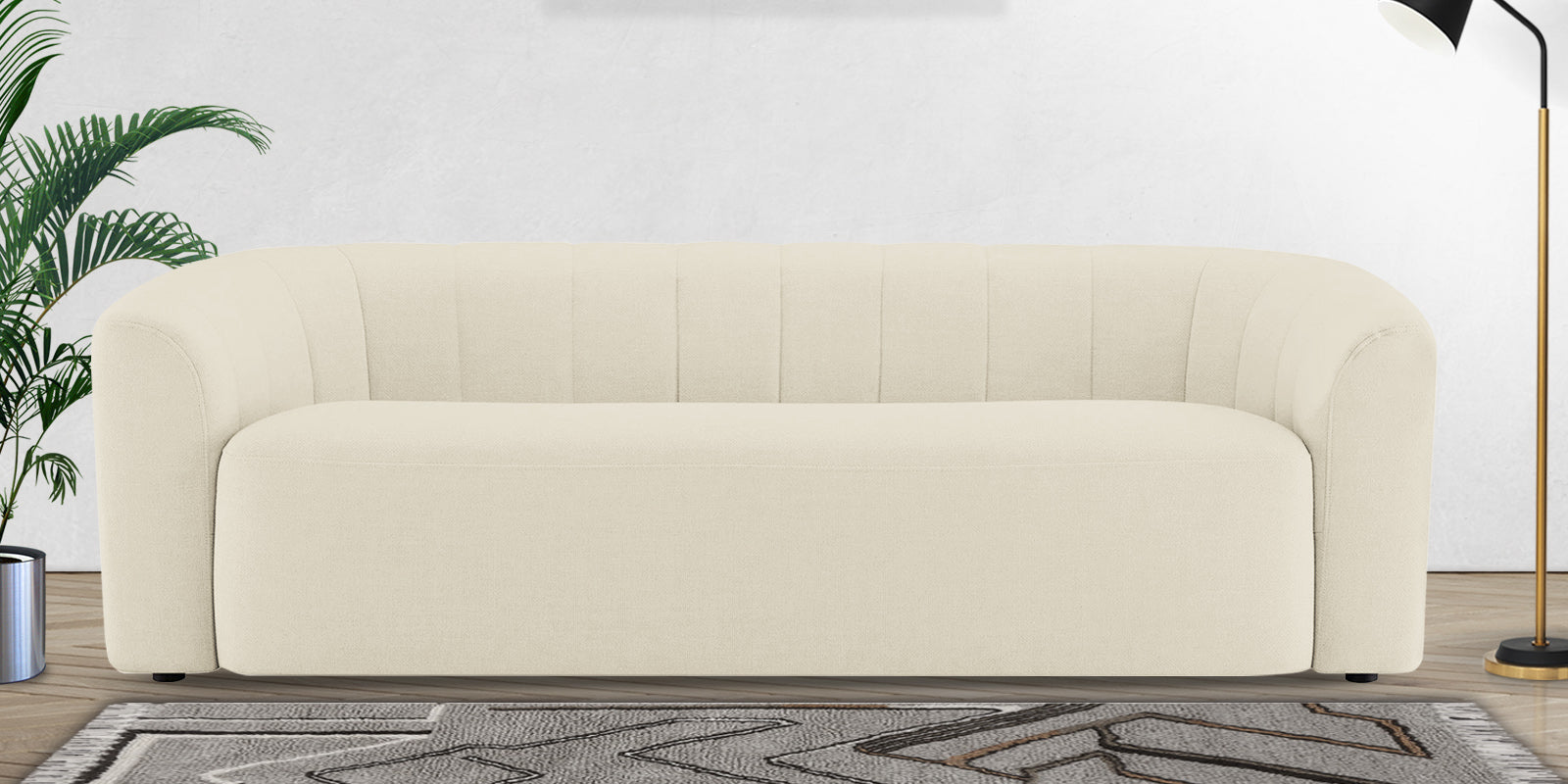 Mara Fabric 3 Seater Sofa In Ivory Cream Colour - Febonic Living