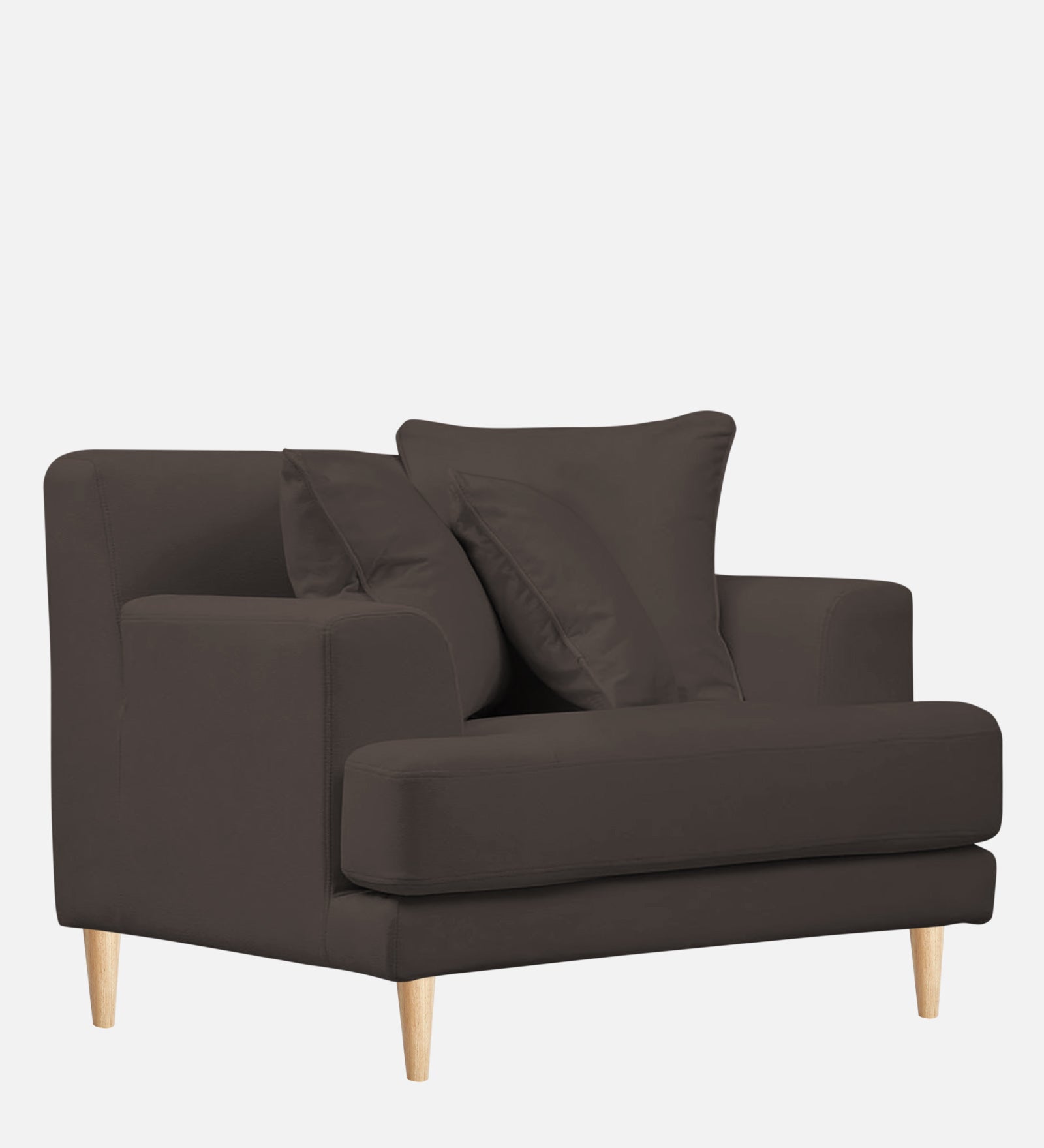 Woody Fabric 1 Seater Sofa In Lito Brown Colour - Febonic Living