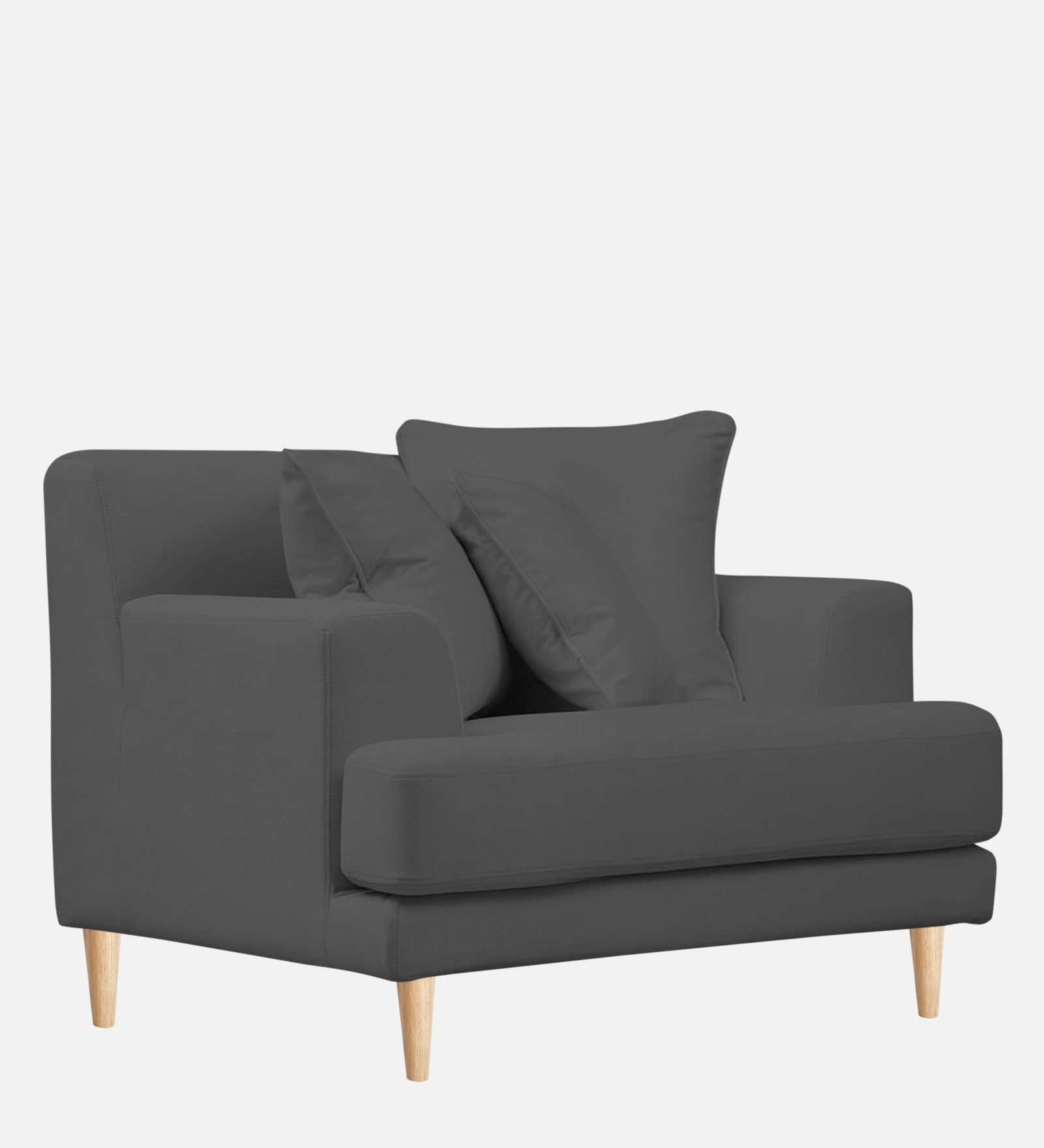 Woody Fabric 1 Seater Sofa In Pure Grey Colour - Febonic Living