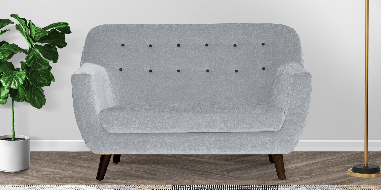 German Fabric 2 Seater Sofa In Coin Grey Colour - Febonic Living
