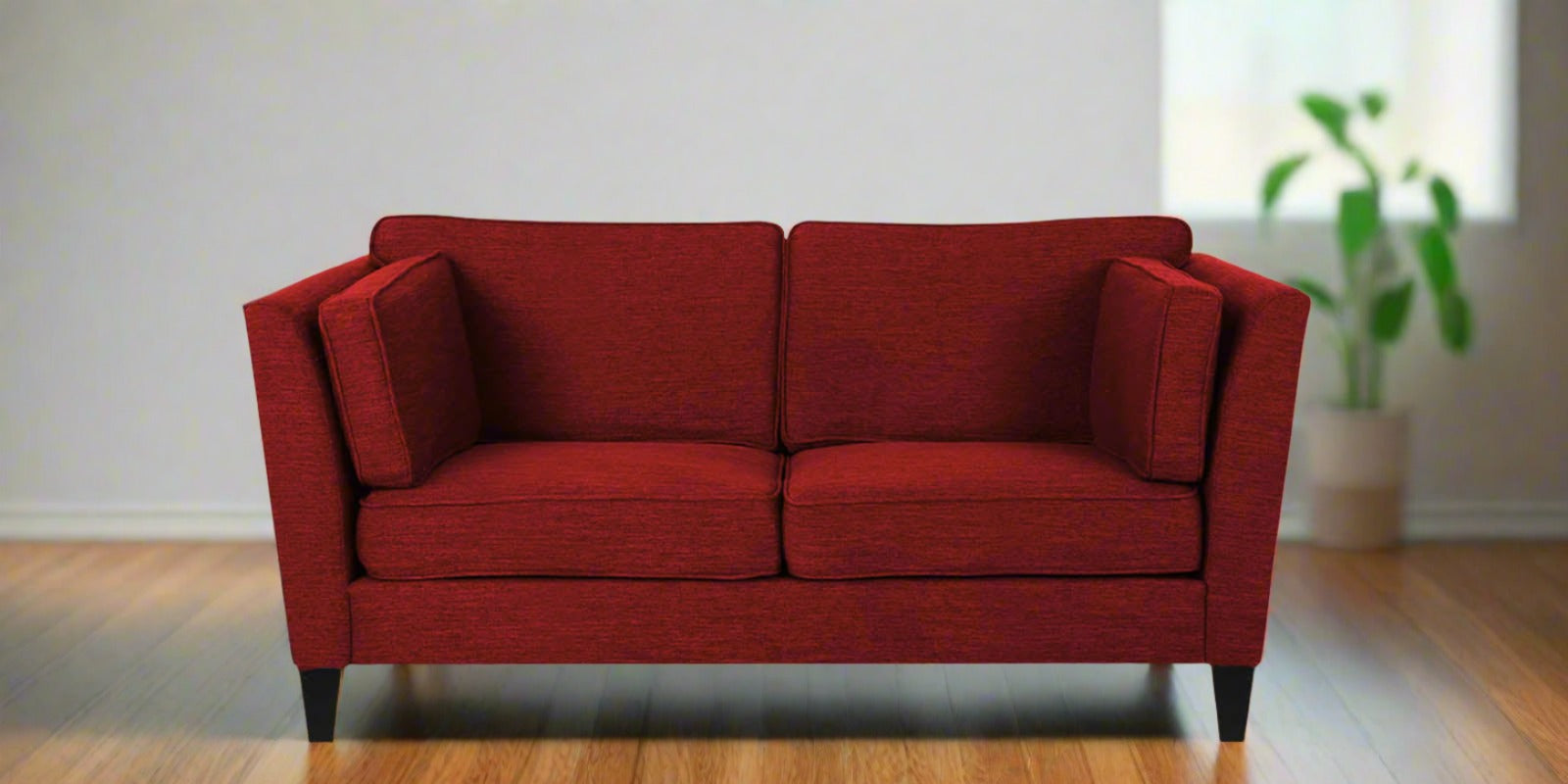 Nigar Fabric 2 Seater Sofa In Blood Maroon Colour - Febonic Living