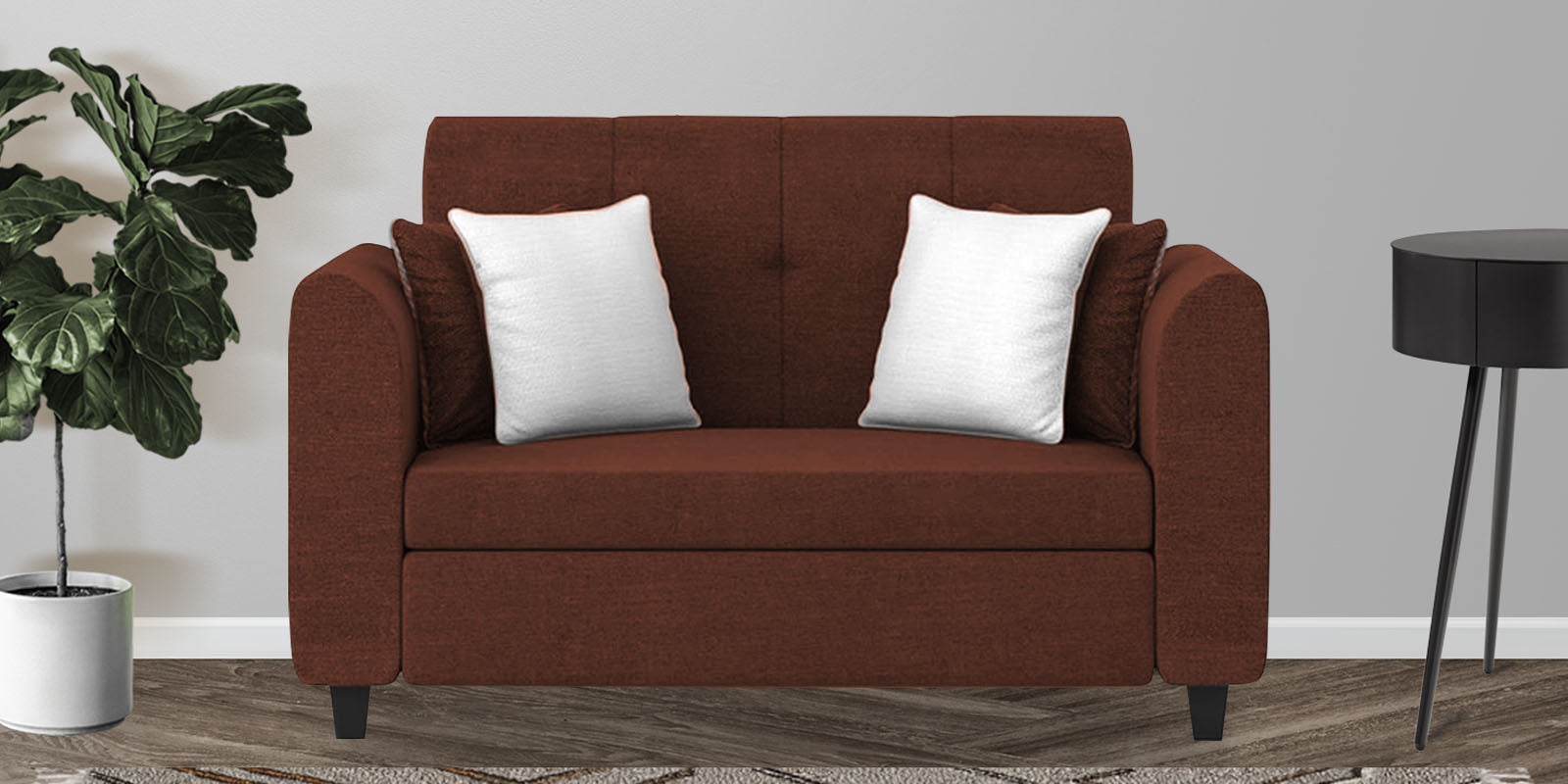 Denmark Fabric 2 Seater Sofa In Coffee Brown Colour - Febonic Living