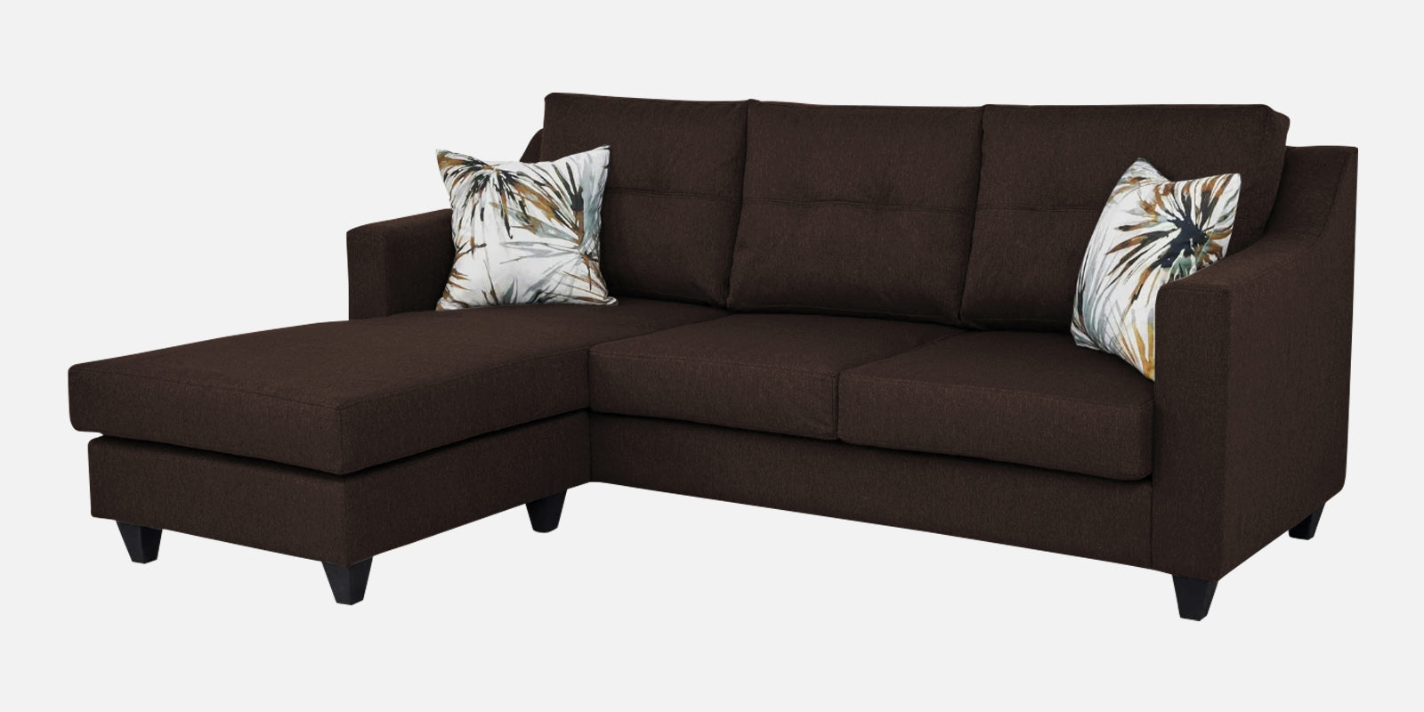 Welly Fabric RHS Sectional Sofa (2+Lounger) In Coffee Brown Colour - Febonic Living