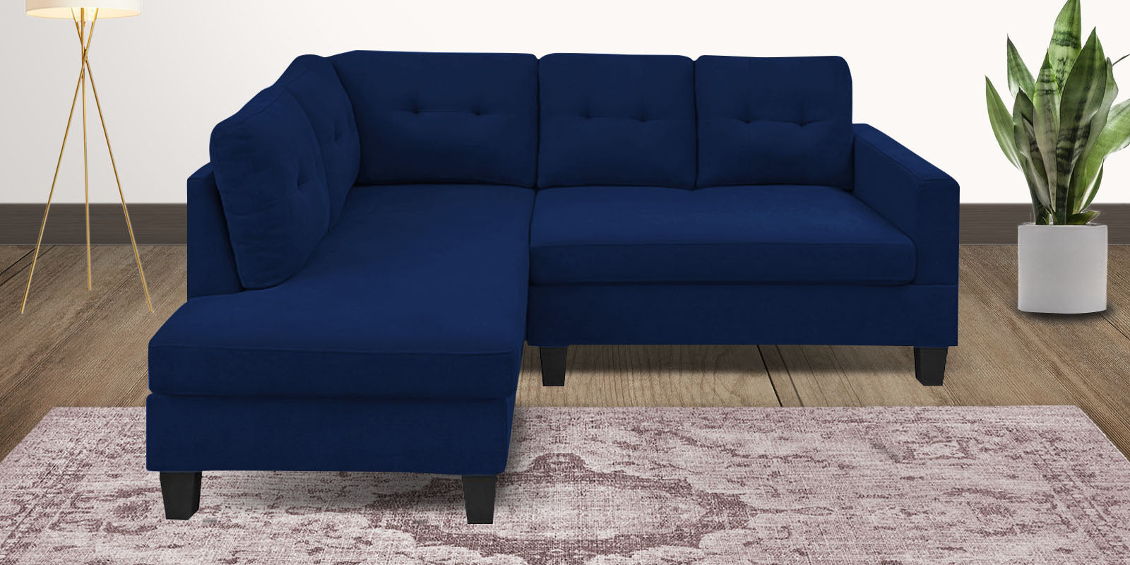 Thomas Fabric RHS Sectional Sofa (2+Lounger) In Royal Blue Colour - Febonic Living