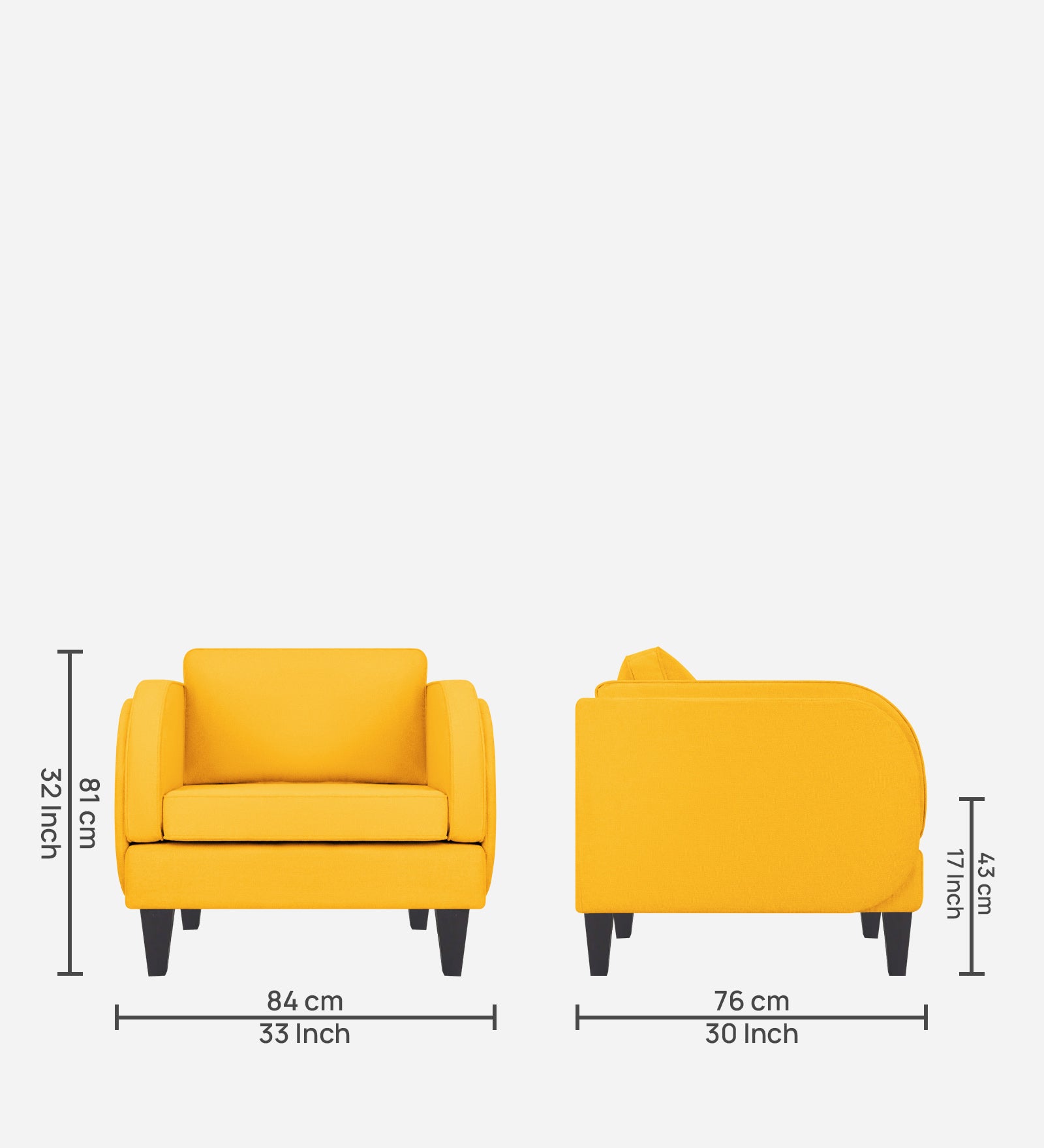 Siddy Fabric 1 Seater Sofa in Bold Yellow Colour