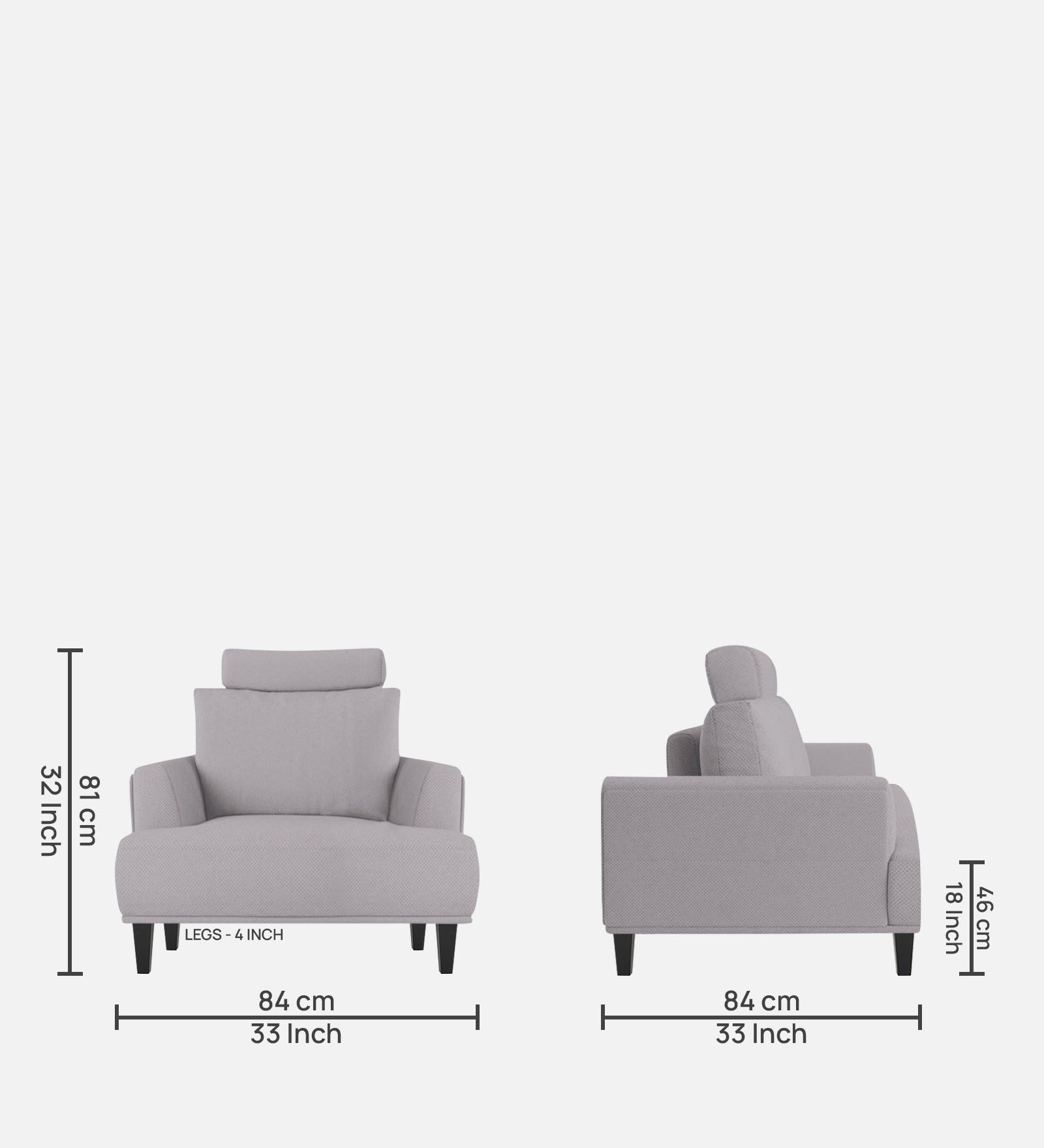 Como Fabric 1 Seater Sofa In Lit Grey Colour - Febonic Living