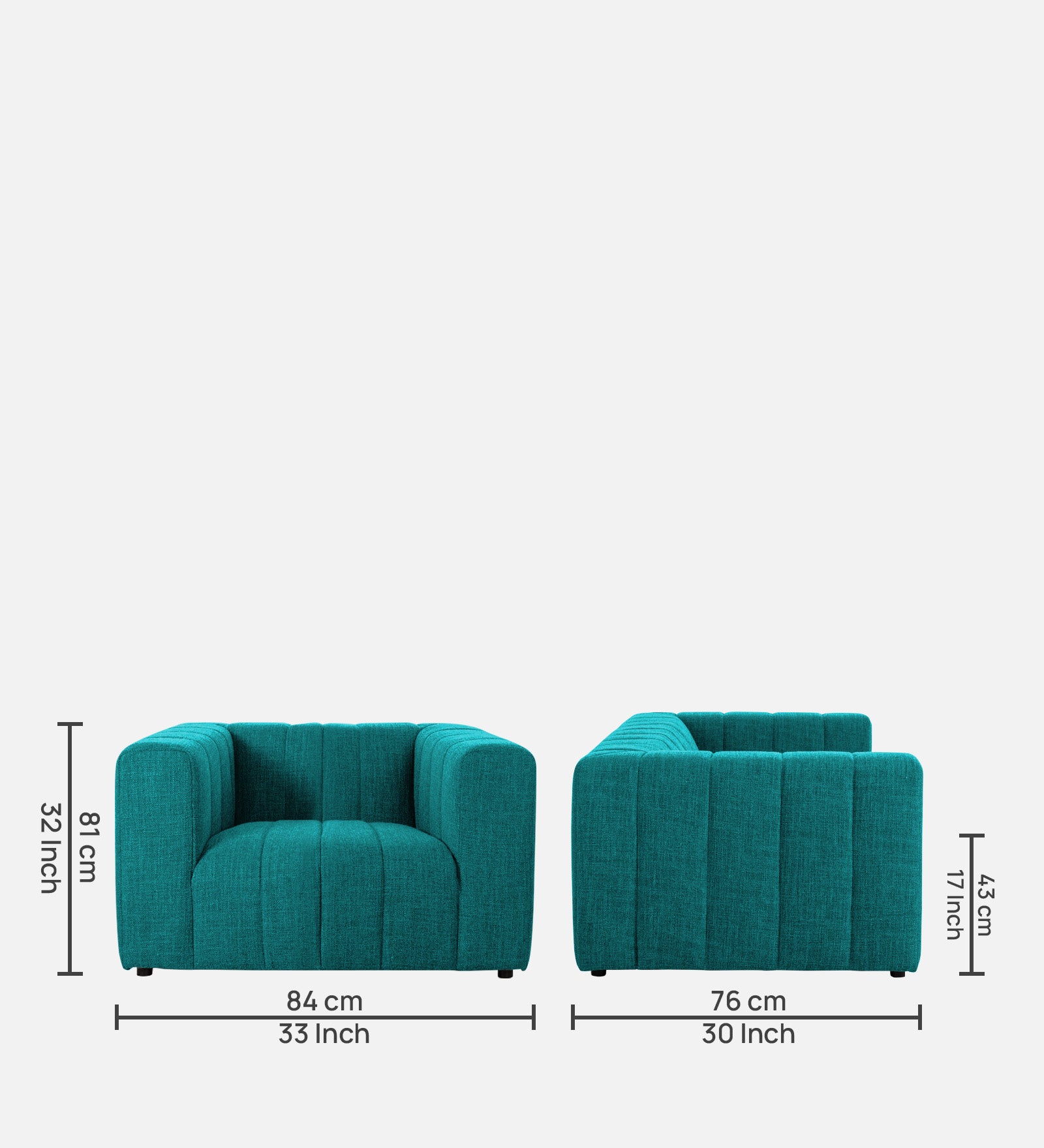 Lara Fabric 1 Seater Sofa In Sea Green Colour - Febonic Living