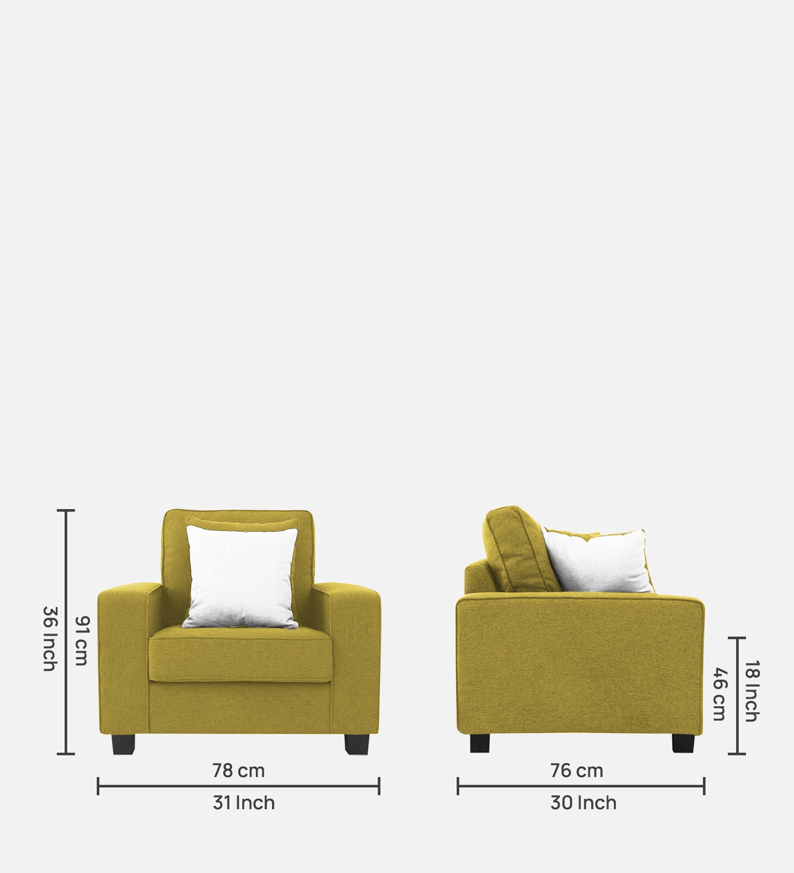 Ladybug Fabric 1 Seater Sofa In Parrot Green Colour - Febonic Living