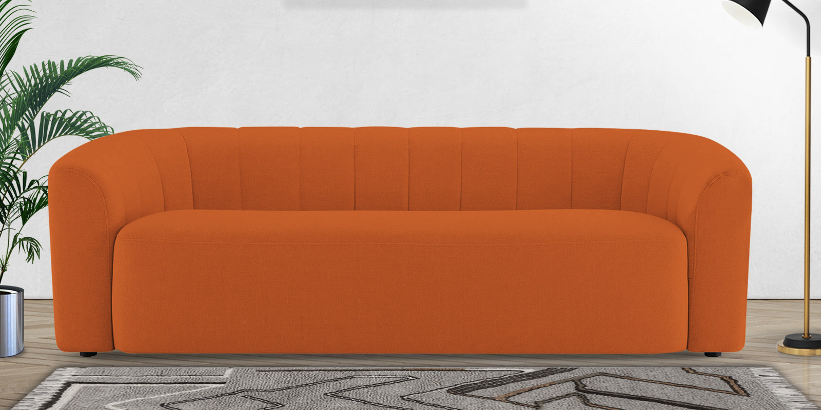Mara Fabric 3 Seater Sofa In Vivid Orange Colour - Febonic Living