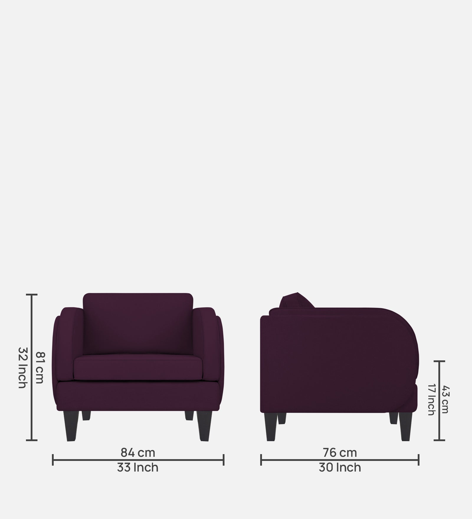 Siddy Fabric 1 Seater Sofa In Greek Purple Colour - Febonic Living