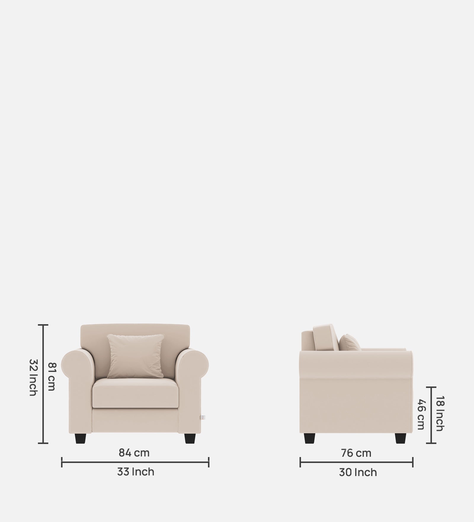 Numonk Velvet 1 Seater Sofa In Camel Beige Colour - Febonic Living