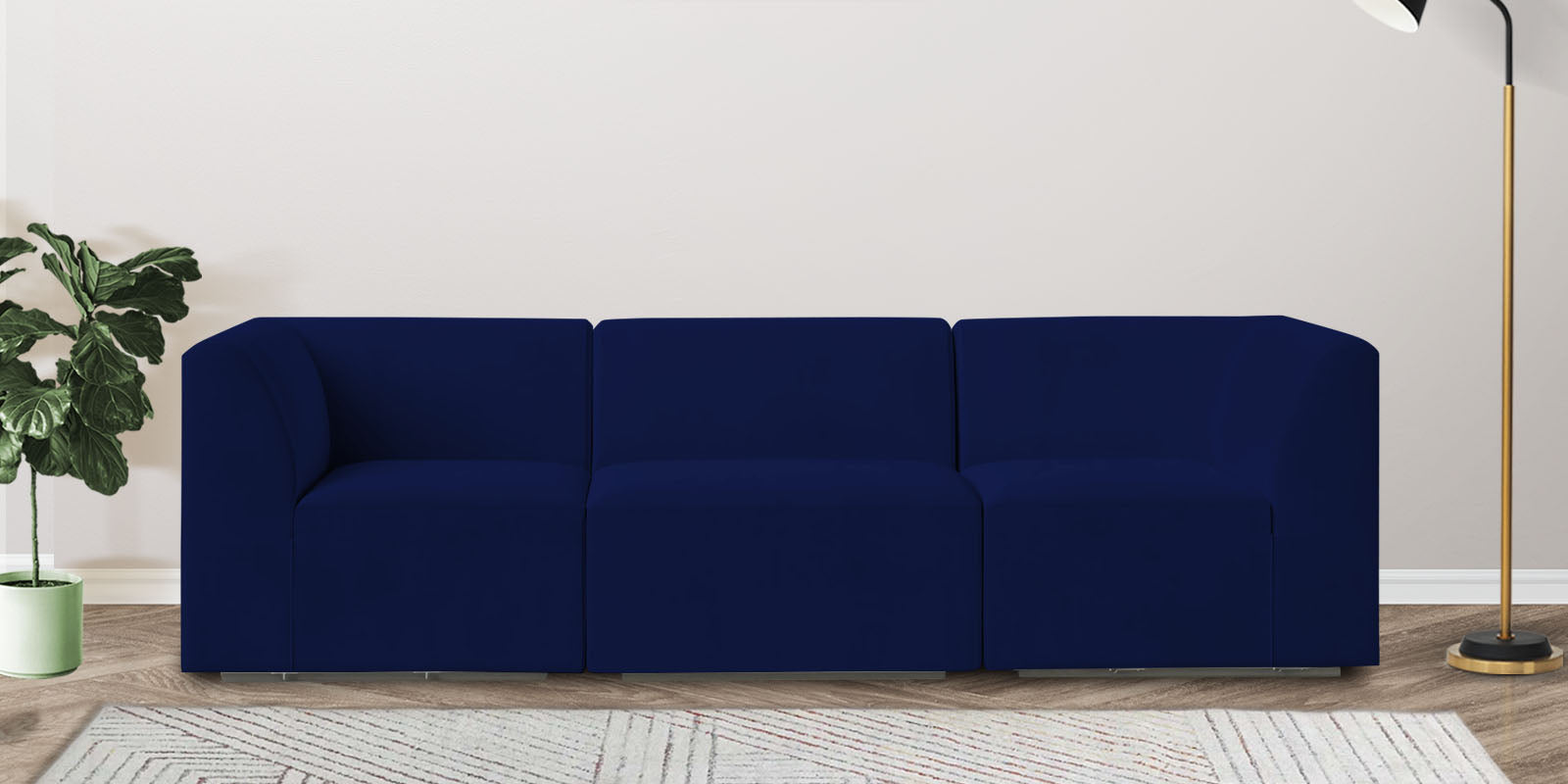 Bufa Velvet 3 Seater Sofa In Dark Blue Colour - Febonic Living