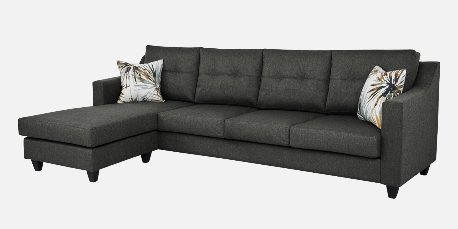 Welly Fabric RHS Sectional Sofa (3+Lounger) In Charcoal Grey Colour - Febonic Living