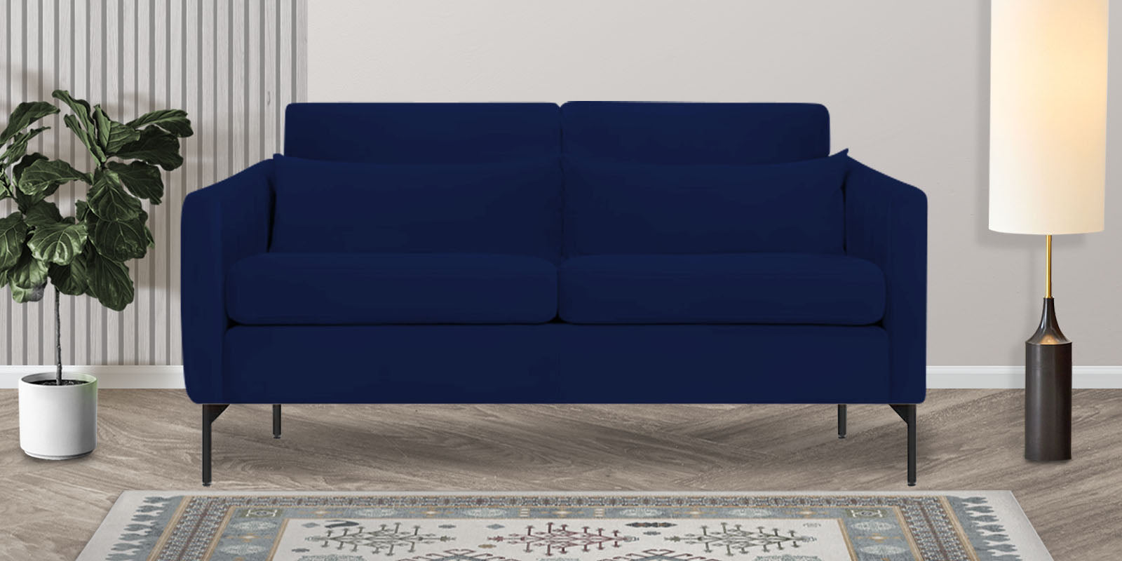 Haru Velvet 2 Seater Sofa In Indigo Blue Colour - Febonic Living