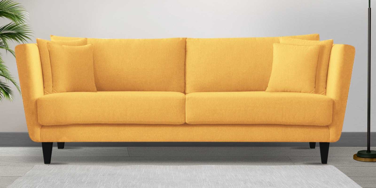 Norway Velvet 3 Seater Sofa In Turmeric Yellow Colour - Febonic Living
