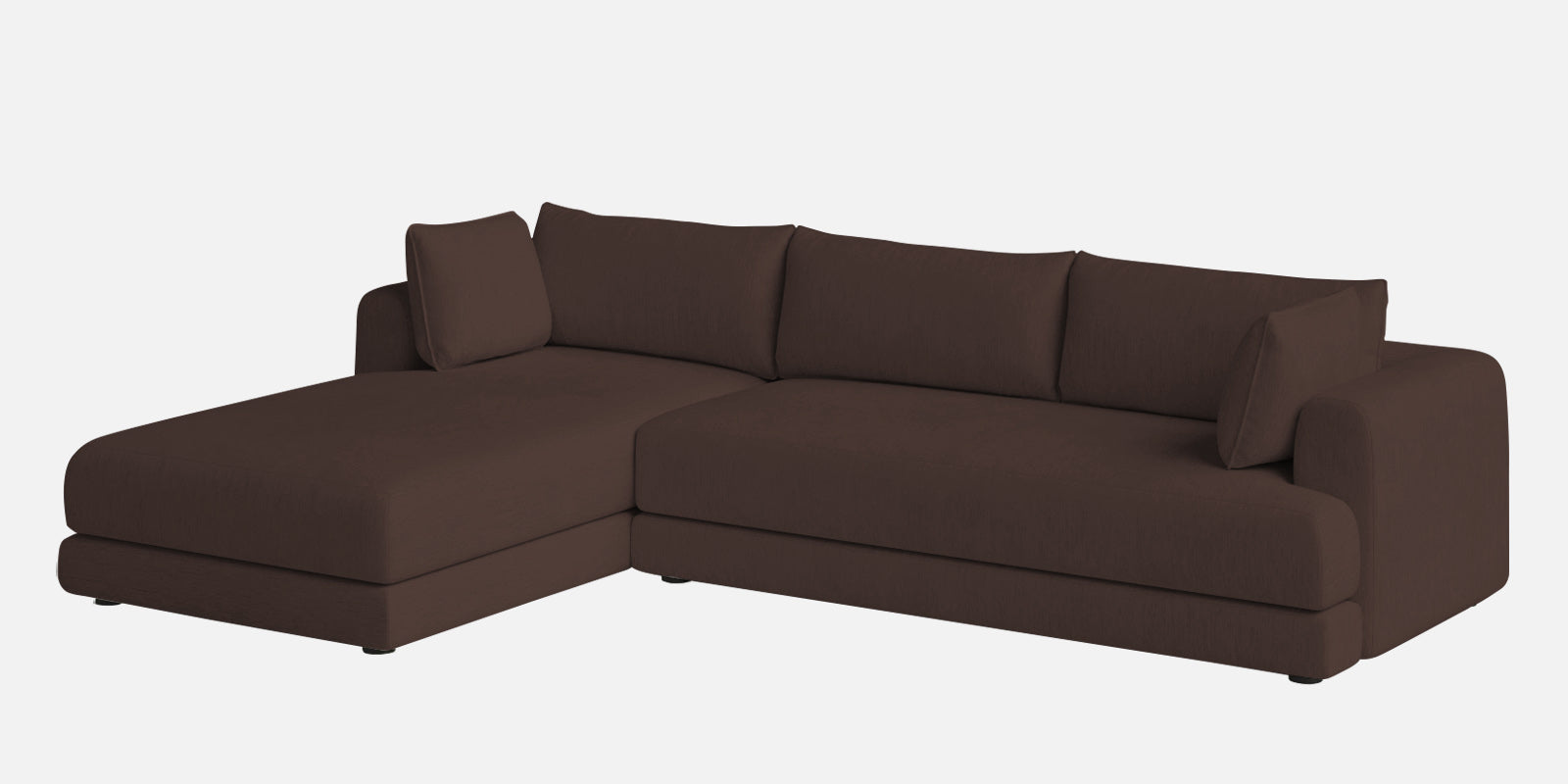 Ziggy Fabric LHS Sectional Sofa (3+Lounger) In Caramel Brown Colour - Febonic Living