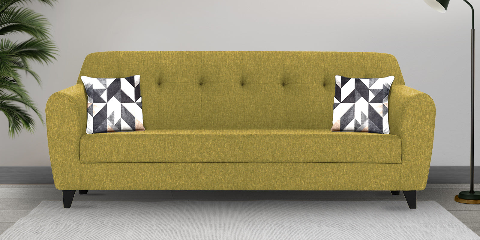 Melaan Fabric 3 Seater Sofa In Parrot Green Colour - Febonic Living
