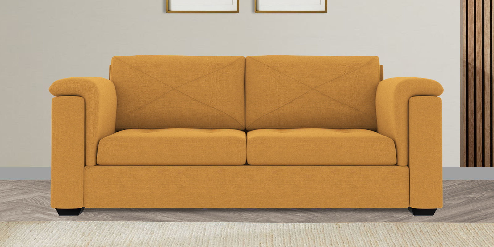 Andres Fabric 3 Seater Sofa In Blush Yellow Colour - Febonic Living