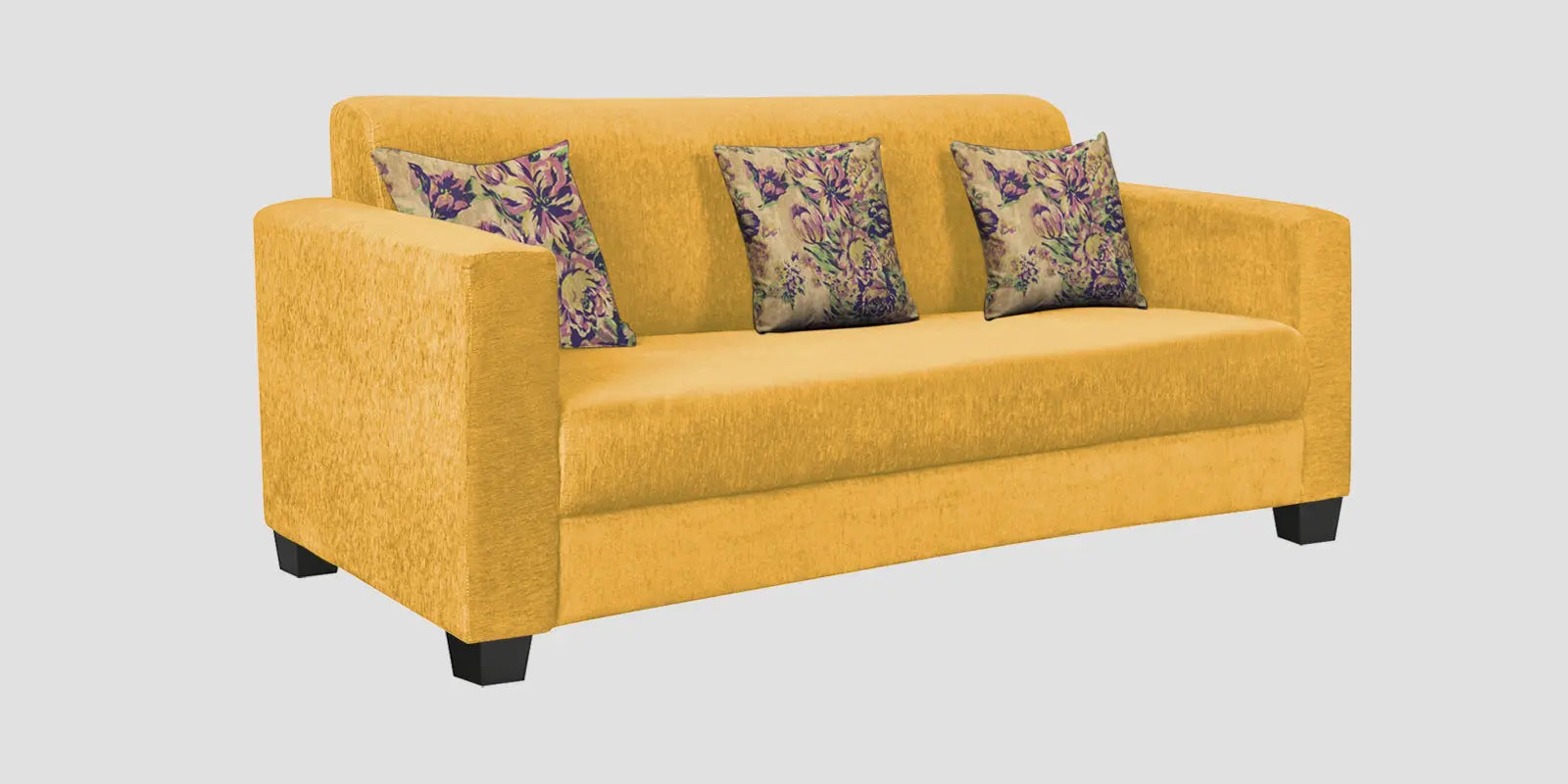 Lipu Fabric 3 Seater Sofa In Bold-Yellow Colour Febonic Living