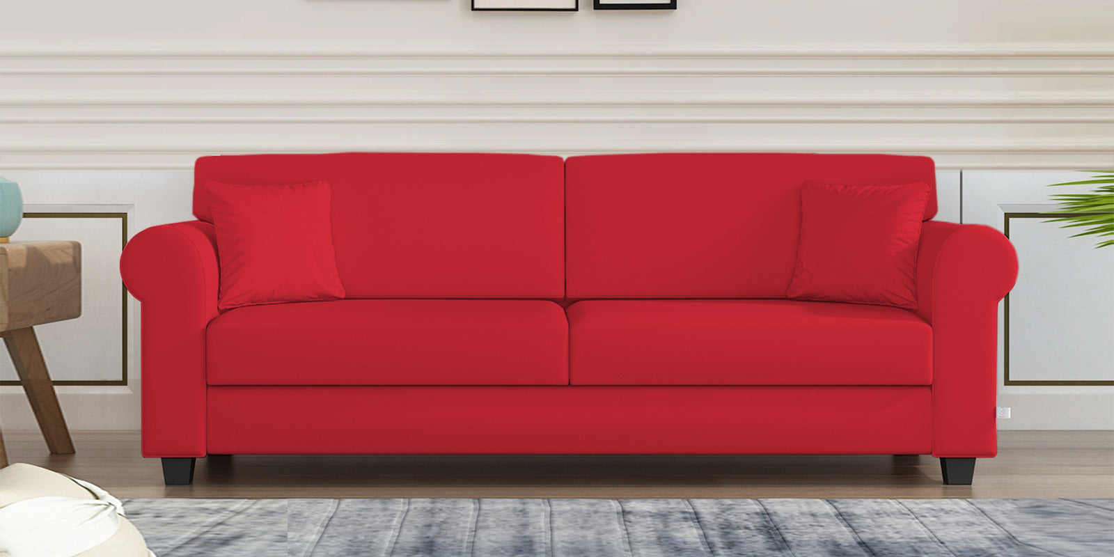 Numonk Velvet 3 Seater Sofa In Ox Blood Maroon Colour - Febonic Living